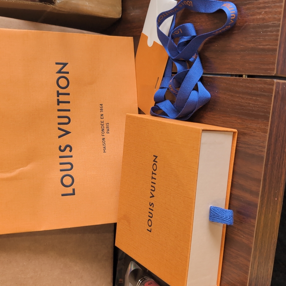 Louis Vuitton Orange Gift Box with Blue Ribbon
